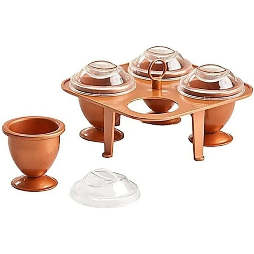 NWOB Egg Makers w/Egg Caddy Copper Chef Copper Egg holders w/lids & caddy